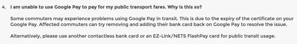 Google Pay Public Transport Error