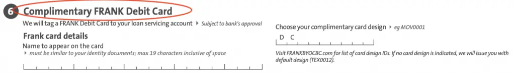 FRANK Complimentary Debit Card
