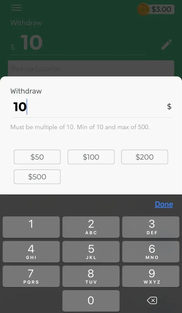 SoCash Select Amount To Withdraw