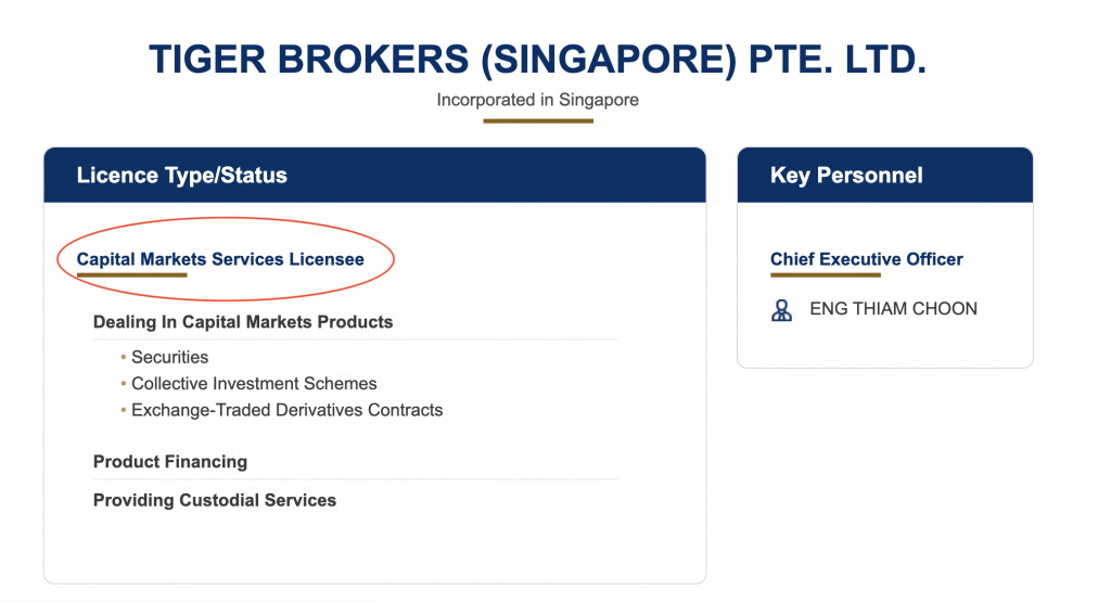 Tiger Broker MAS Capital Markets License CMS