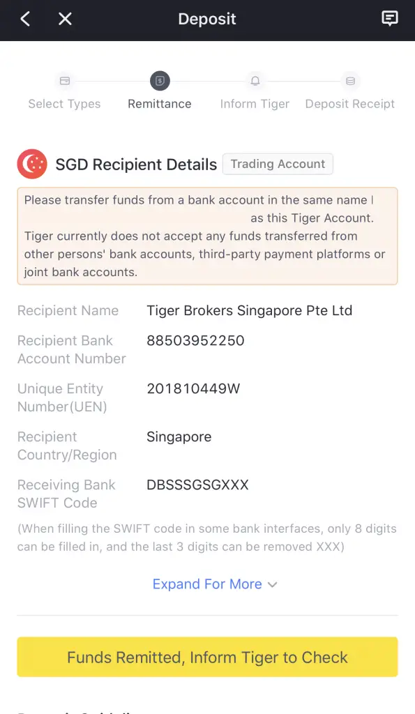 Tiger Brokers Deposit Funds 3