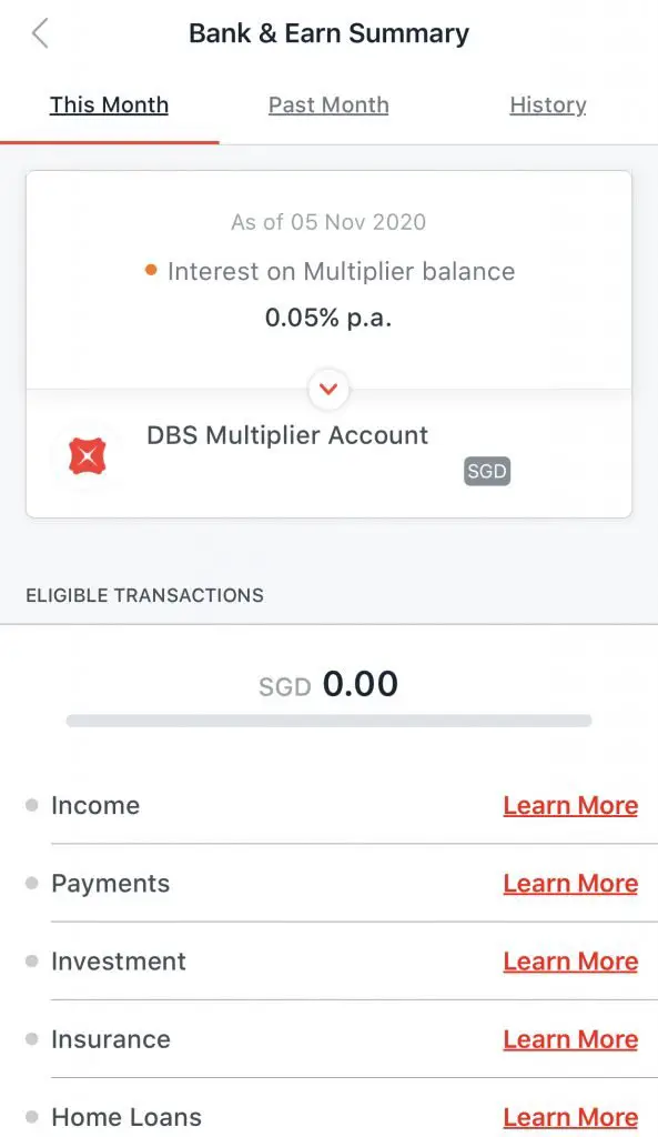 DBS Multiplier Bank And Earn Summary