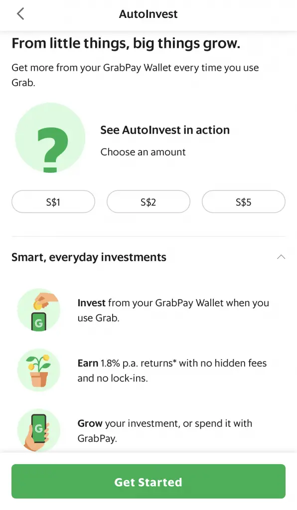Grab AutoInvest Select Investment Amount