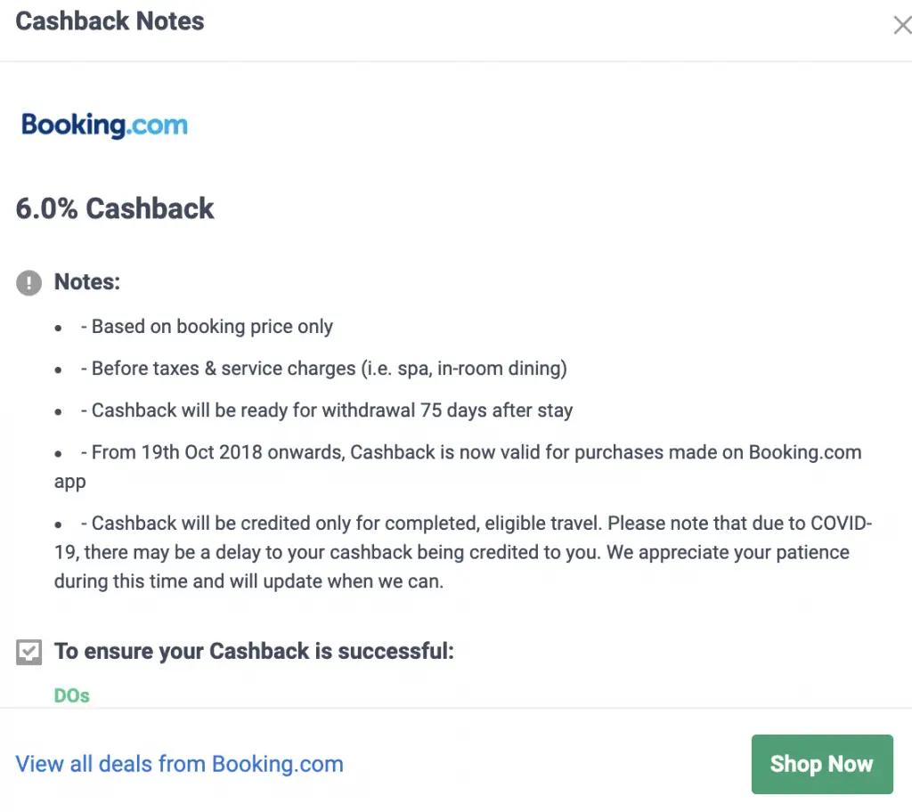ShopBack Cashback Details 2