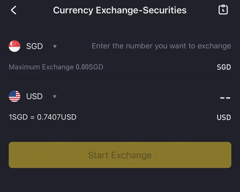 Tiger Brokers Exchange SGD to USD