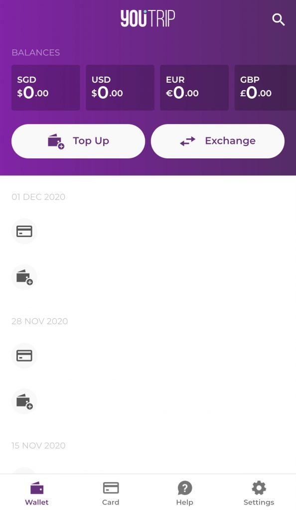 YouTrip User Interface