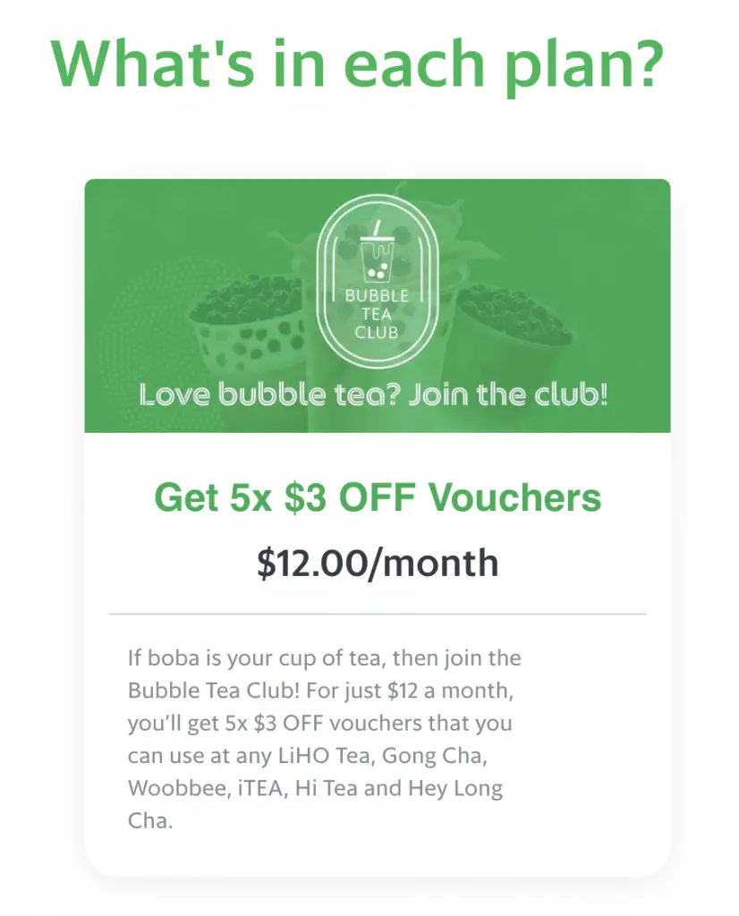 GrabFood Subscription Bubble Tea