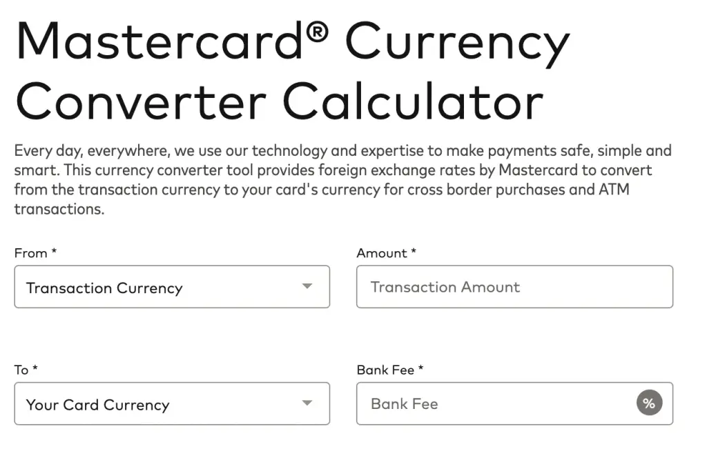 Mastercard Currency Converter Calculator 1