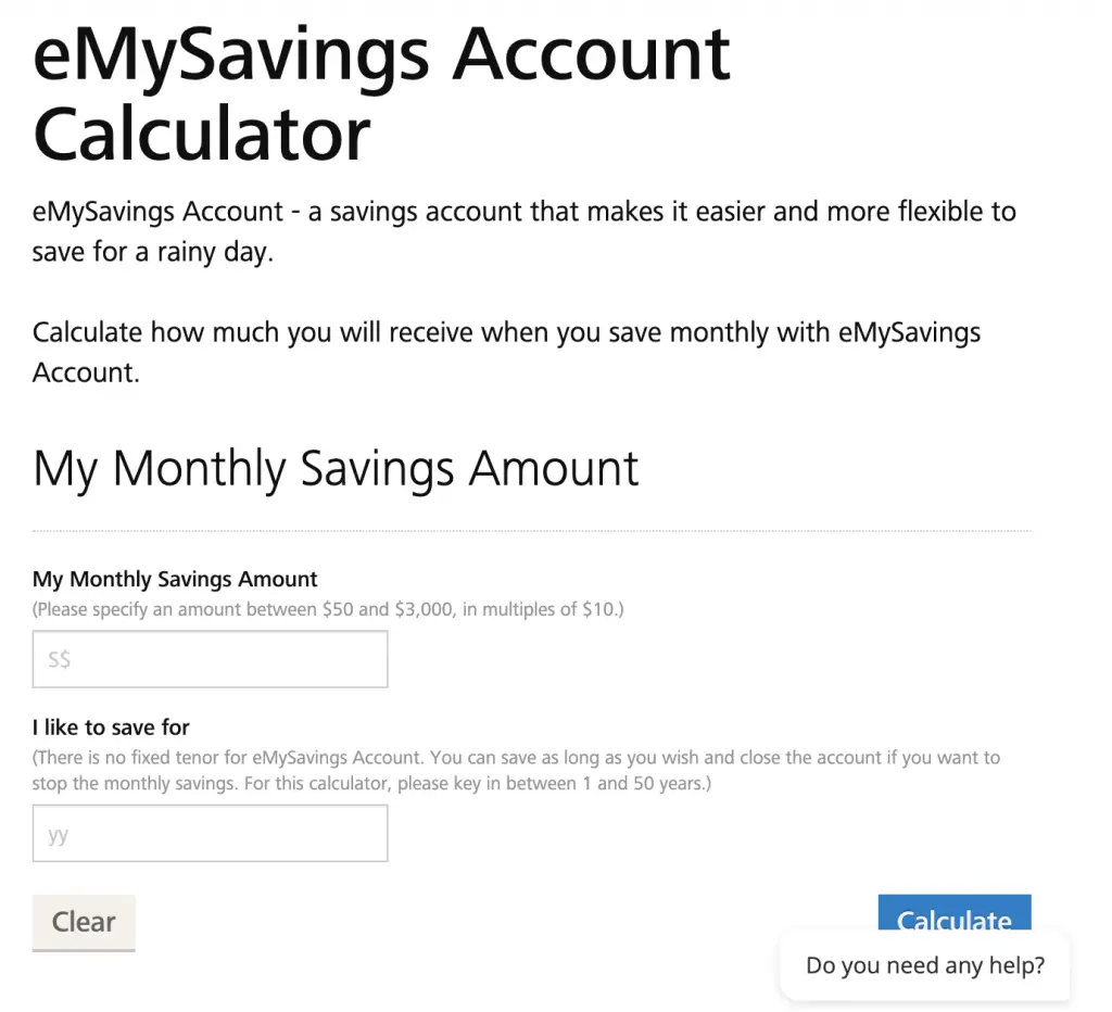 eMySavings Account Calculator