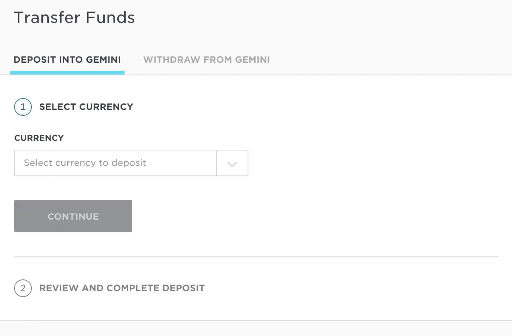 Gemini Active Trader Deposit Funds
