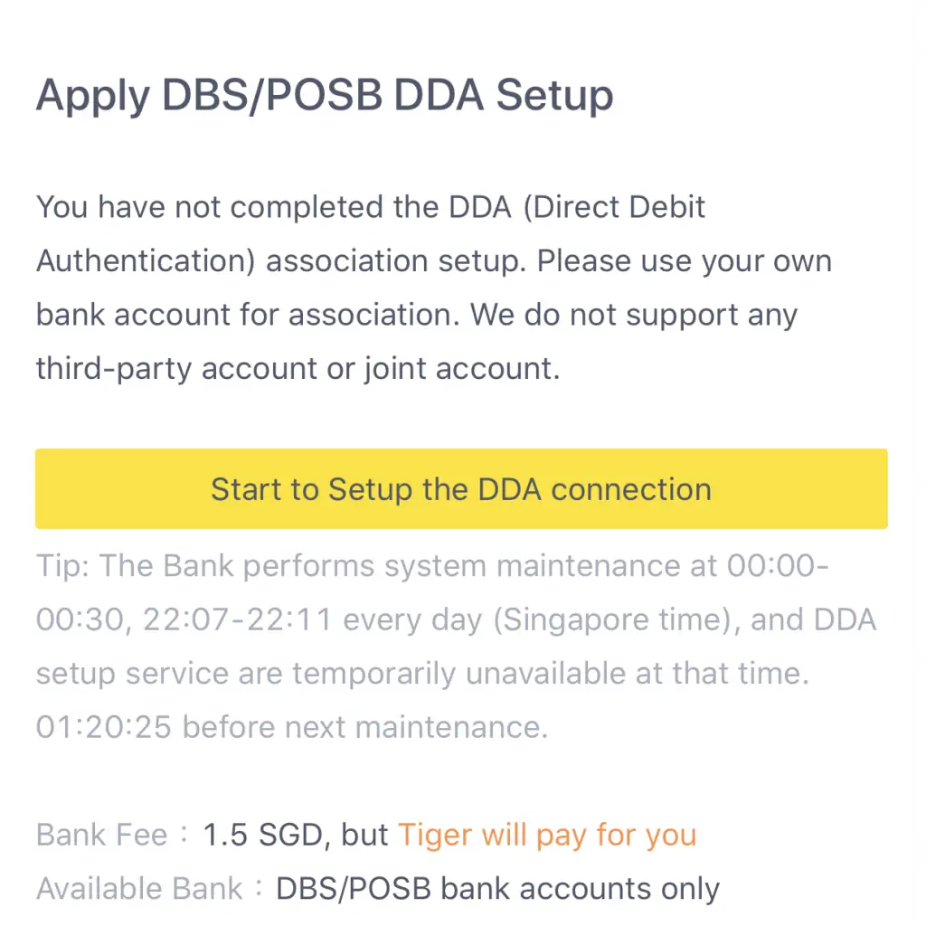 Tiger Brokers Direct Debit Setup
