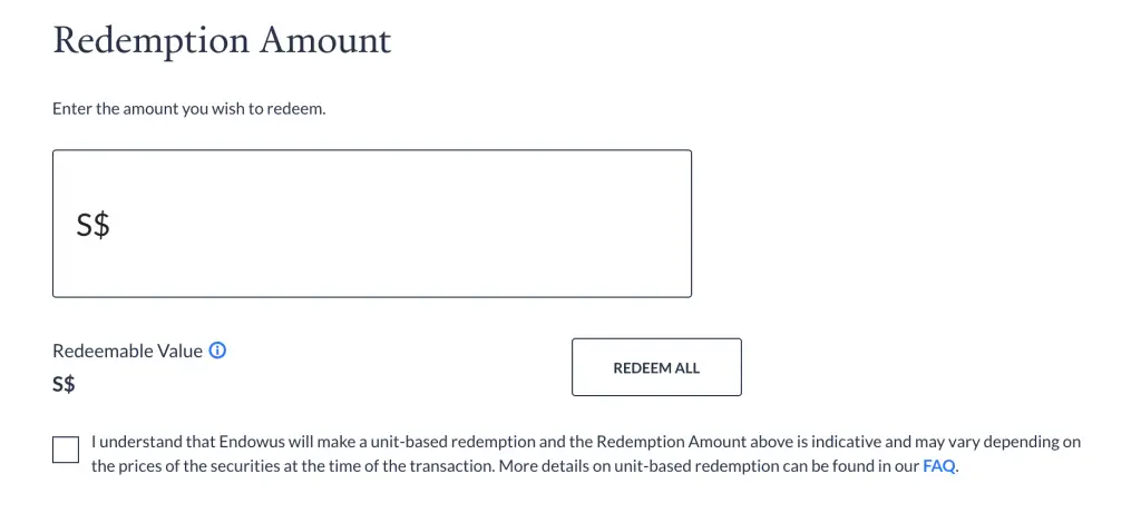 Withdraw From Endowus Select Amount