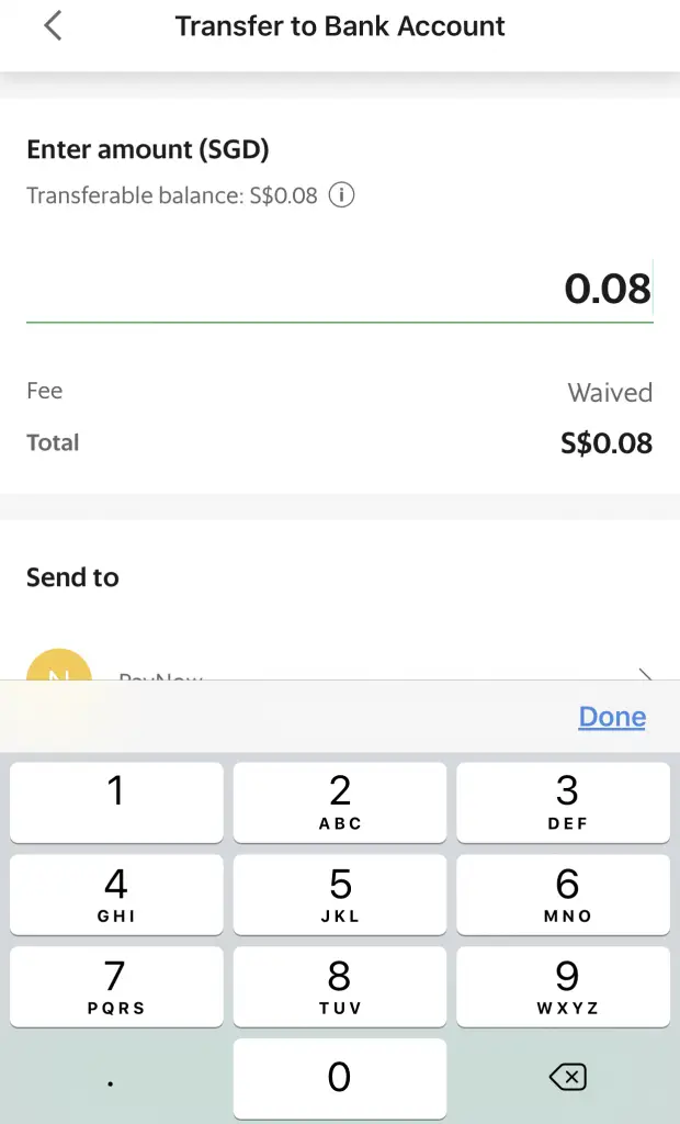 Withdraw From GrabPay Select Transaction Amount