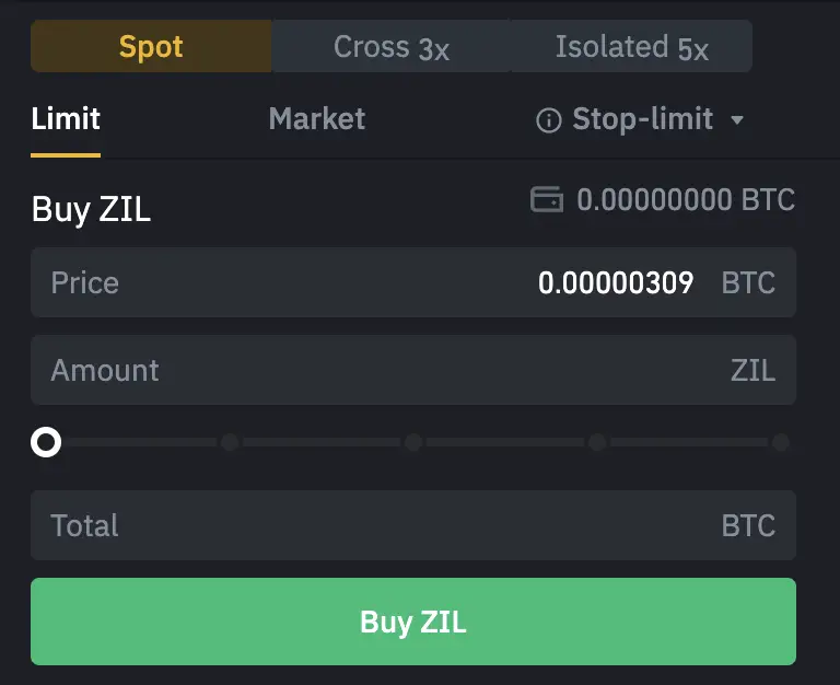Binance Buy ZIL On