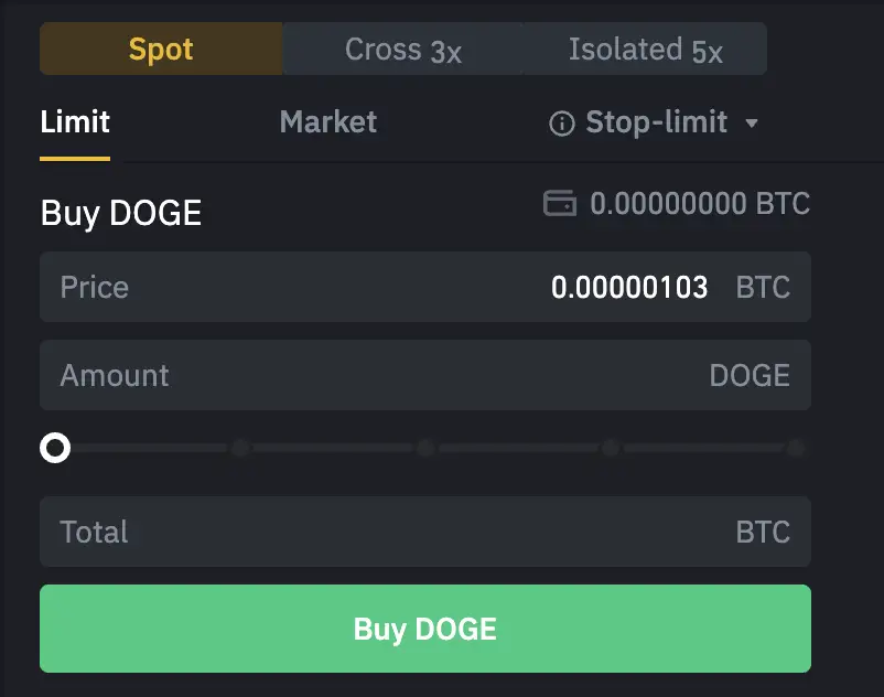 Binance DOGE Buy Order