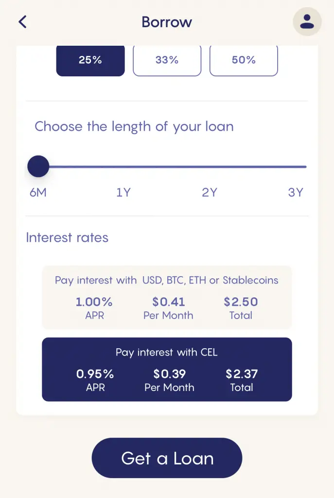 Celsius Loan Calculator
