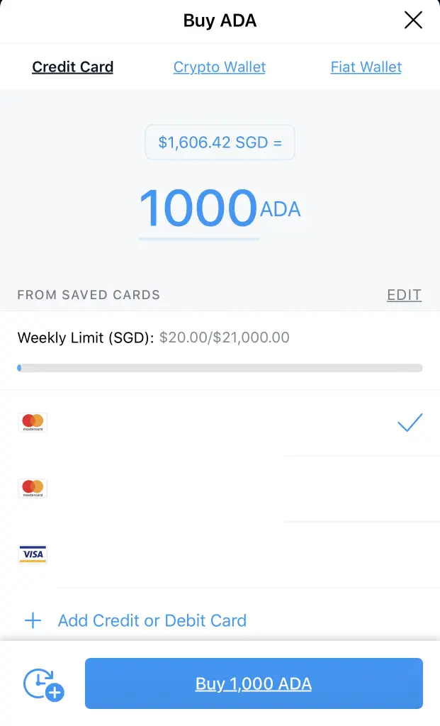 Crypto.com Buy ADA Credit Card