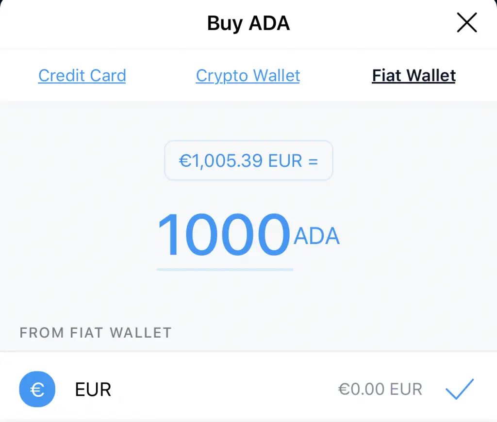Crypto.com Buy ADA Fiat Wallet