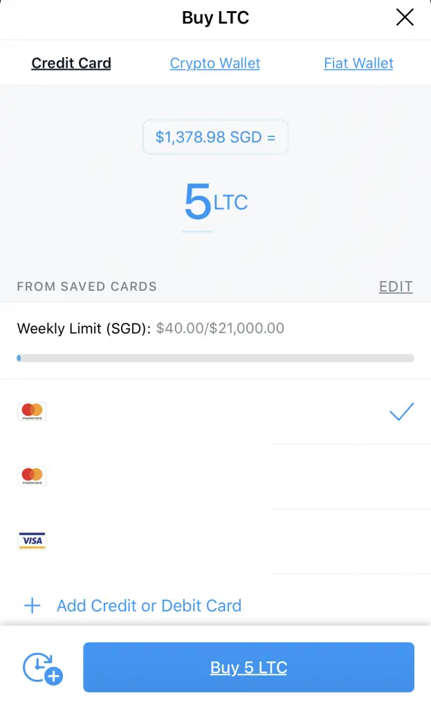 Crypto.com Buy LTC Credit Card