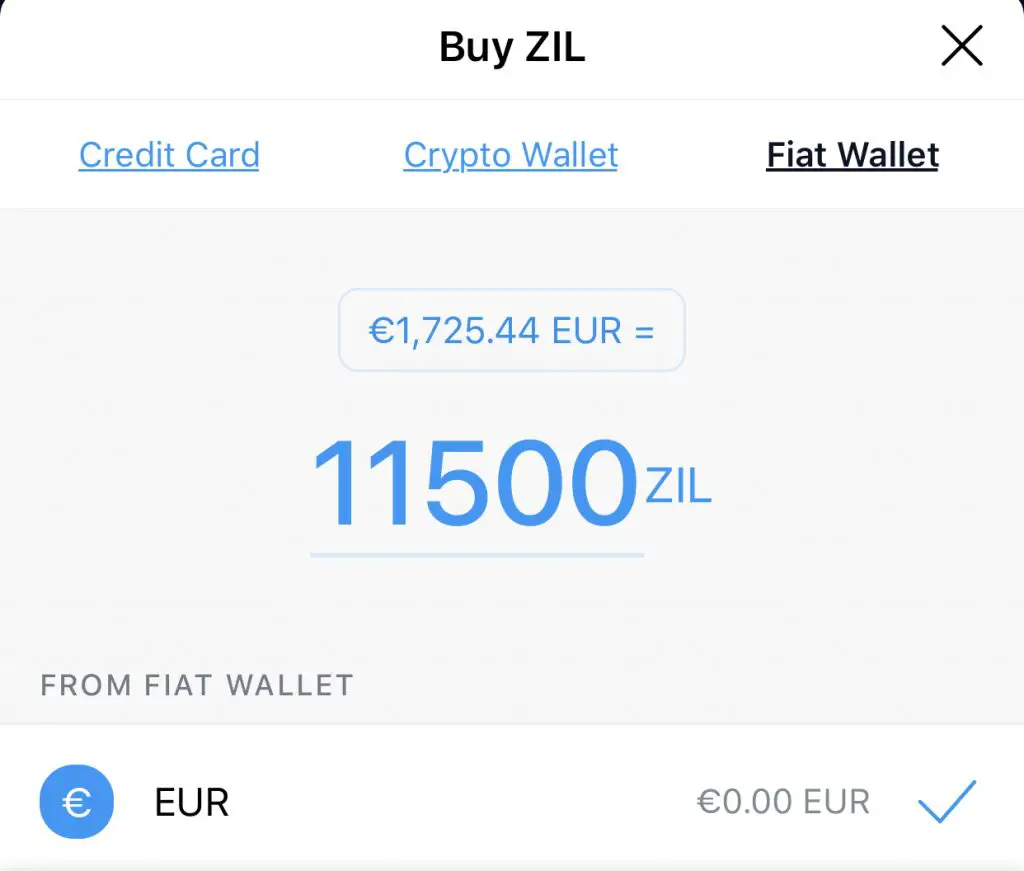 Crypto.com Buy ZIL Fiat Wallet