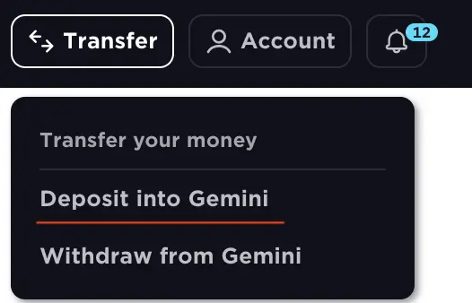 Gemini Transfer Deposit To Gemini