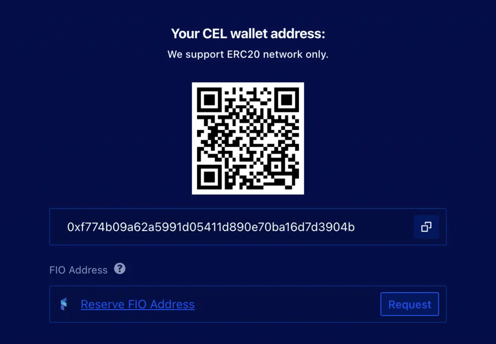 Liquid CEL Deposit Wallet Address