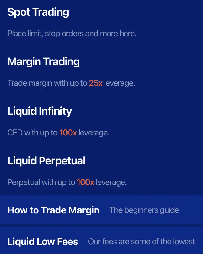 Liquid Trade Margin Types