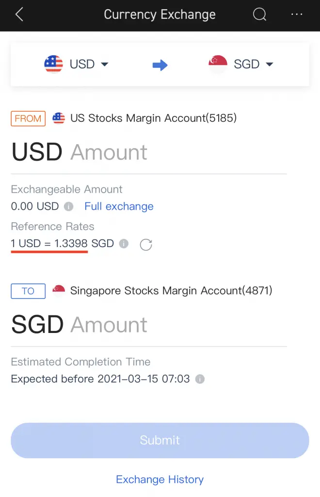 Moomoo USD to SGD vs Tiger Broker
