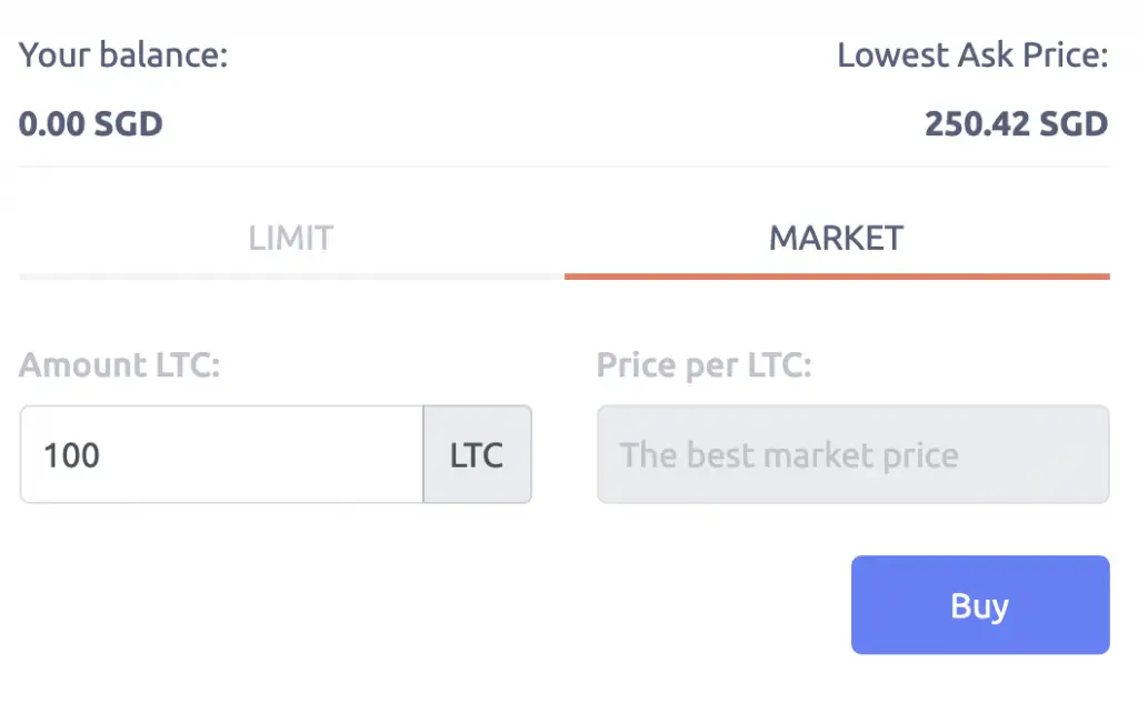Tokenize Buy LTC Market Order