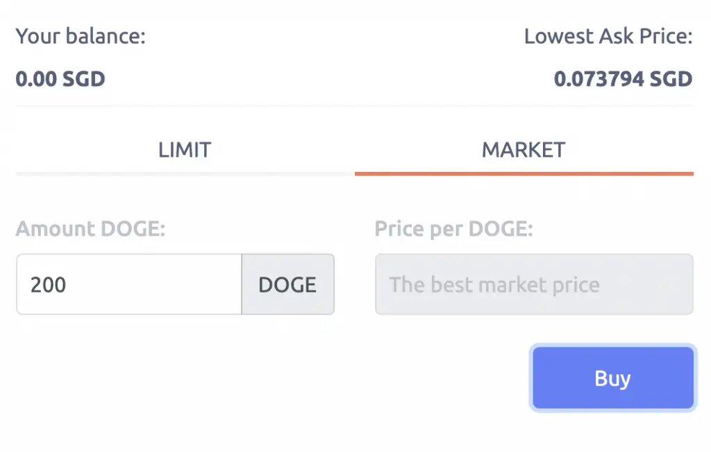 Tokenize DOGE Market Order