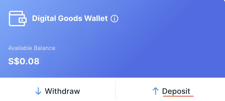 Xfers Deposit Digital Goods Wallet