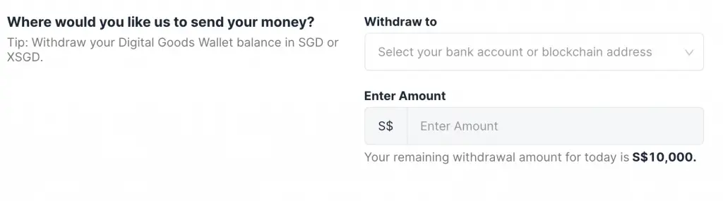 Xfers Select Amount To Withdraw