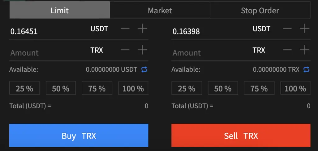 AAX USDT TRX Trade Details