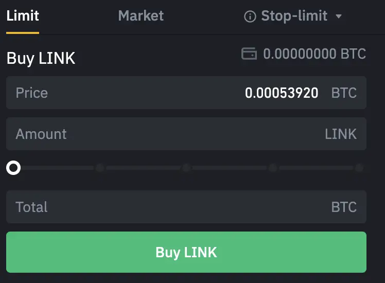Binance Buy LINK From BTC