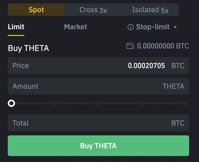 Binance Buy THETA From BTC 1