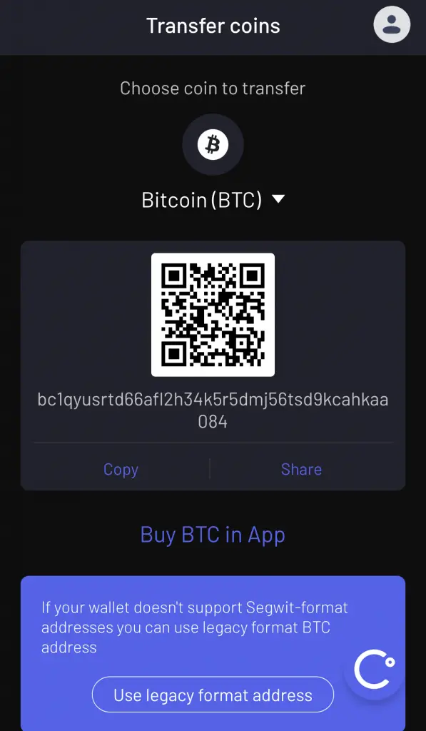 Celsius Deposit Bitcoin Page