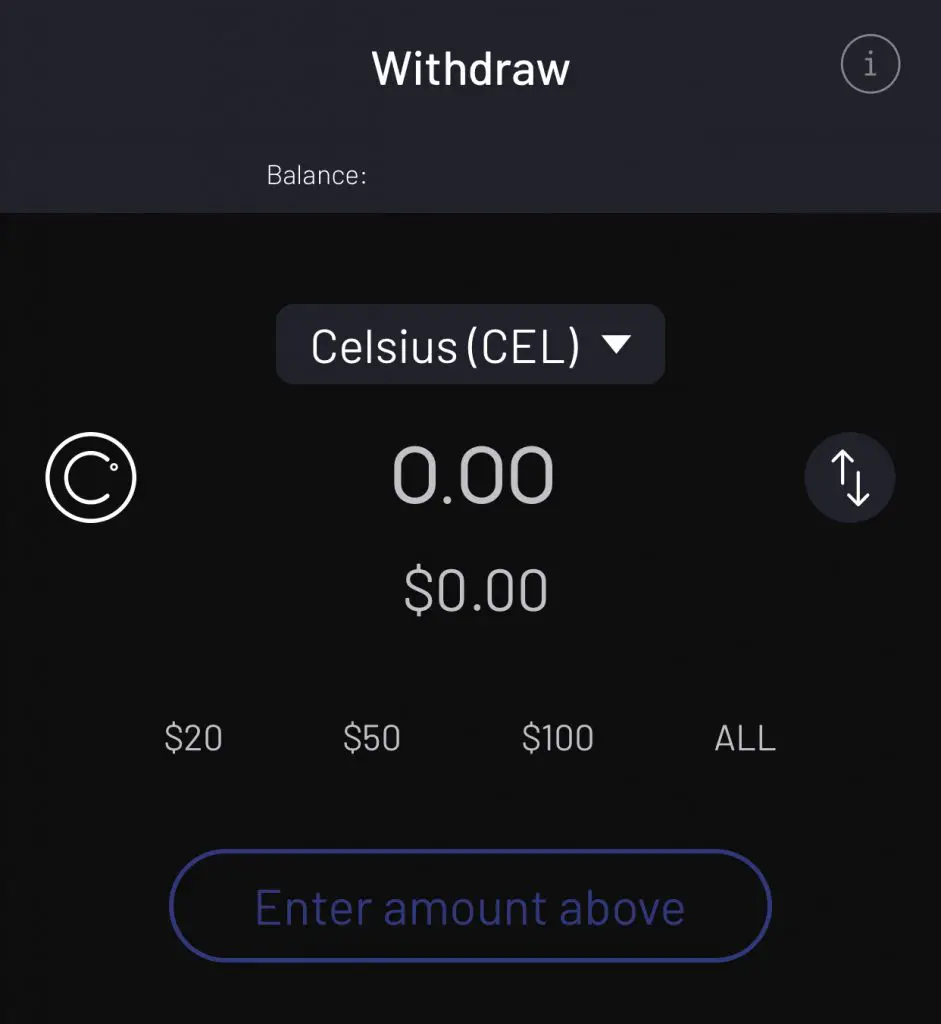 Celsius Withdraw Function