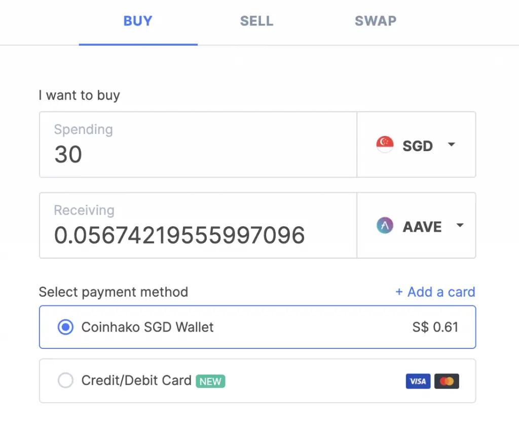 Coinhako Buy AAVE Instant Buy
