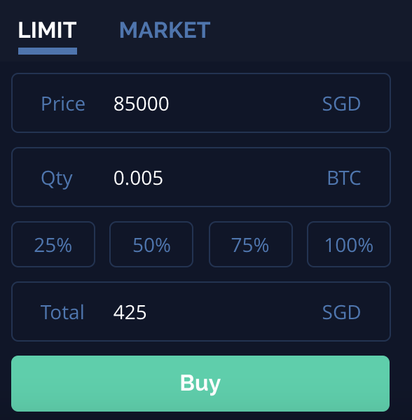Coinut Buy BTC From SGD Limit Order