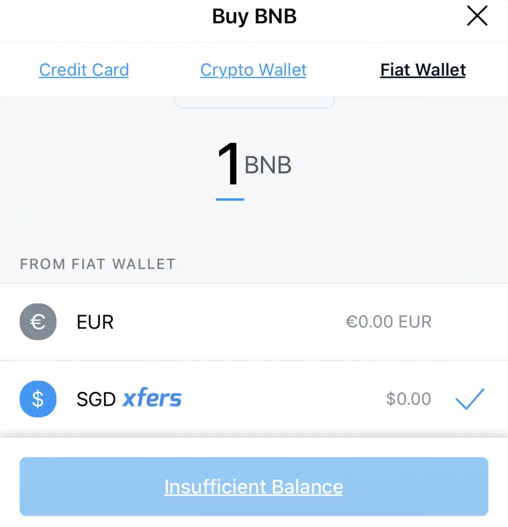 Crypto.com App Buy BNB Fiat Wallet
