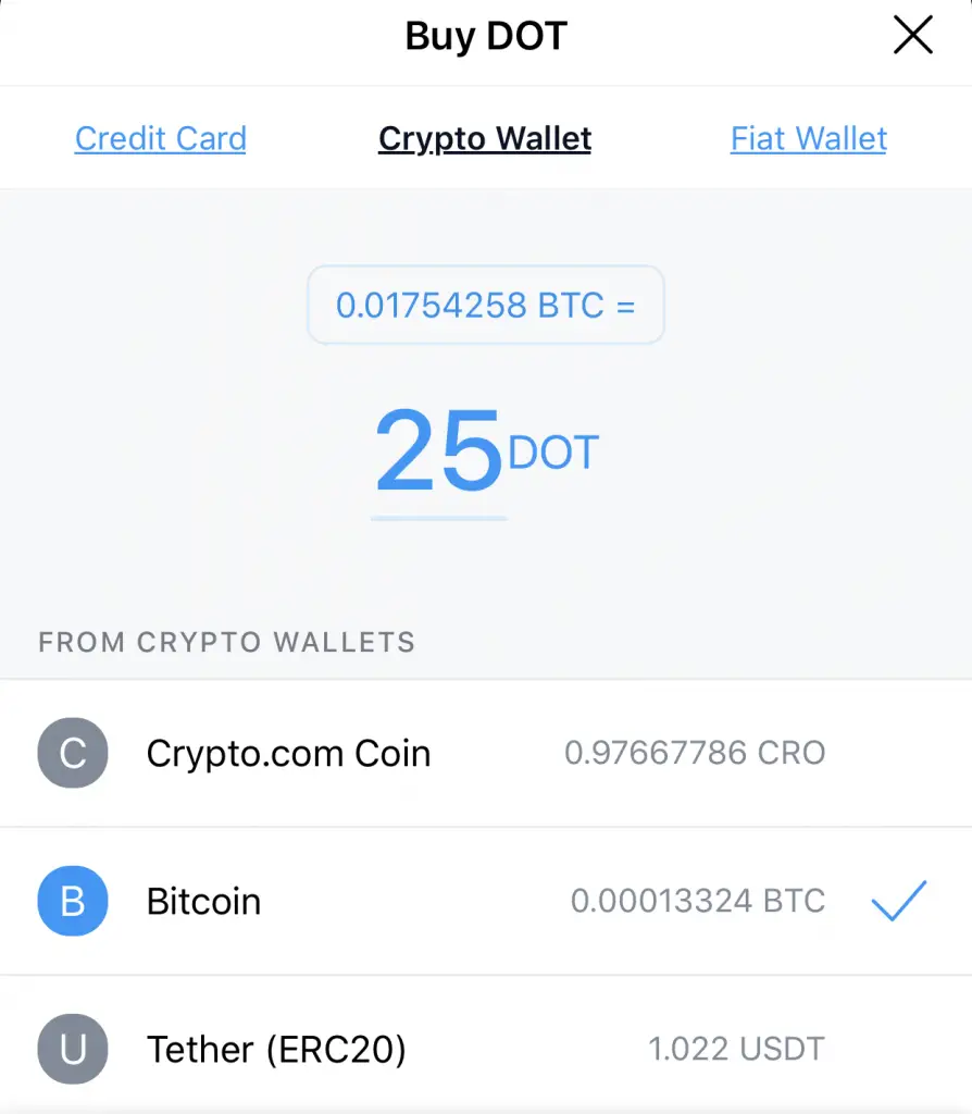 Crypto.com App Buy DOT Crypto Wallet