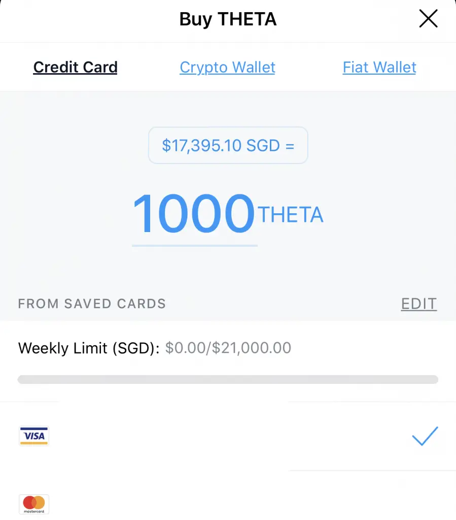 Crypto.com App Buy THETA Credit Card