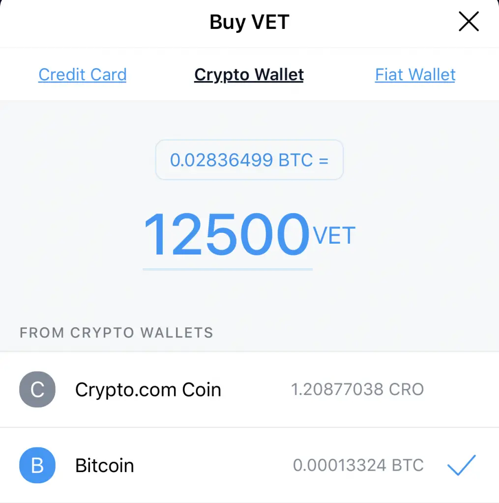 Crypto.com App Buy VET Crypto Wallet
