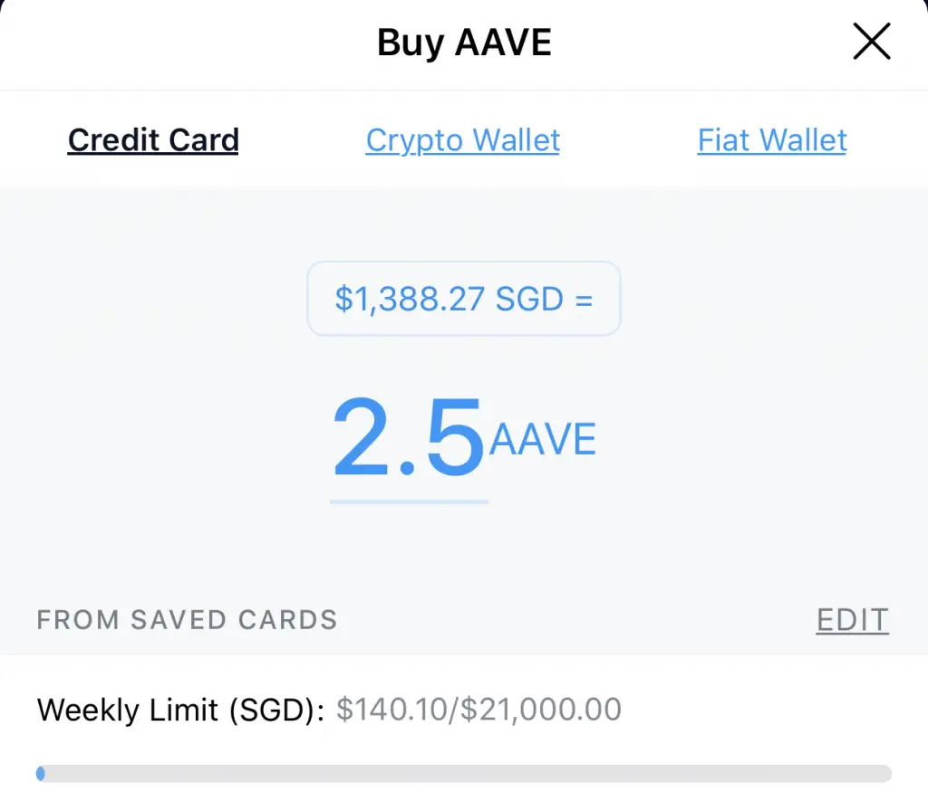 Crypto.com Buy AAVE Using Credit Card