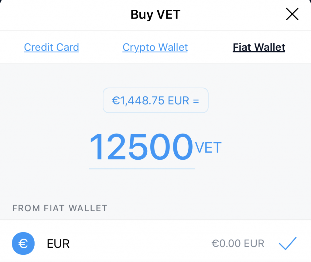 Crypto.com Buy VET From Fiat Wallet