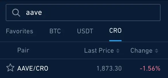 Crypto.com Exchange AAVE CRO Trading Pair