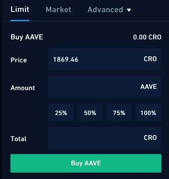 Crypto.com Exchange Buy AAVE From CRO