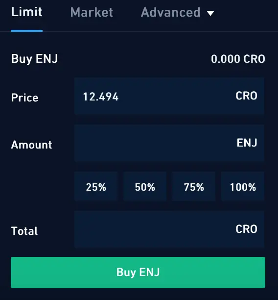 Crypto.com Exchange Buy ENJ