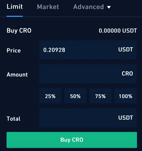 Crypto.com Exchange Buy USDT From CRO