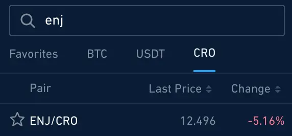 Crypto.com Exchange ENJ CRO Trading Pair